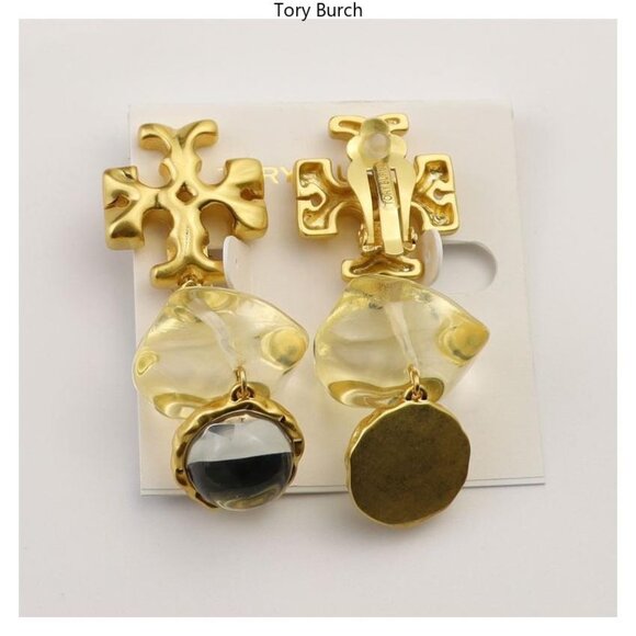 Tory Burch Roxanne Circle Stud Earrings Rolled Brass/Pale  Tory Burch Earrings(Brand New)